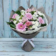 Букет цветов из:  Герберы, Альстромерии и Хризантемы в Старокучергановке