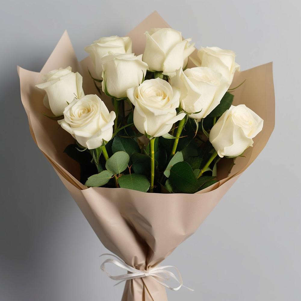 Букет 9 Белых роз Эдлесс Лав в Старокучергановке