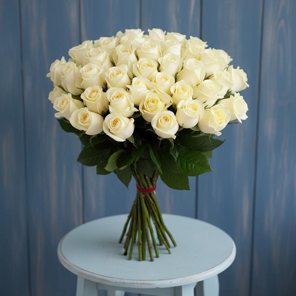 Букет 51 Белая роза Эдлесс Лав в Старокучергановке