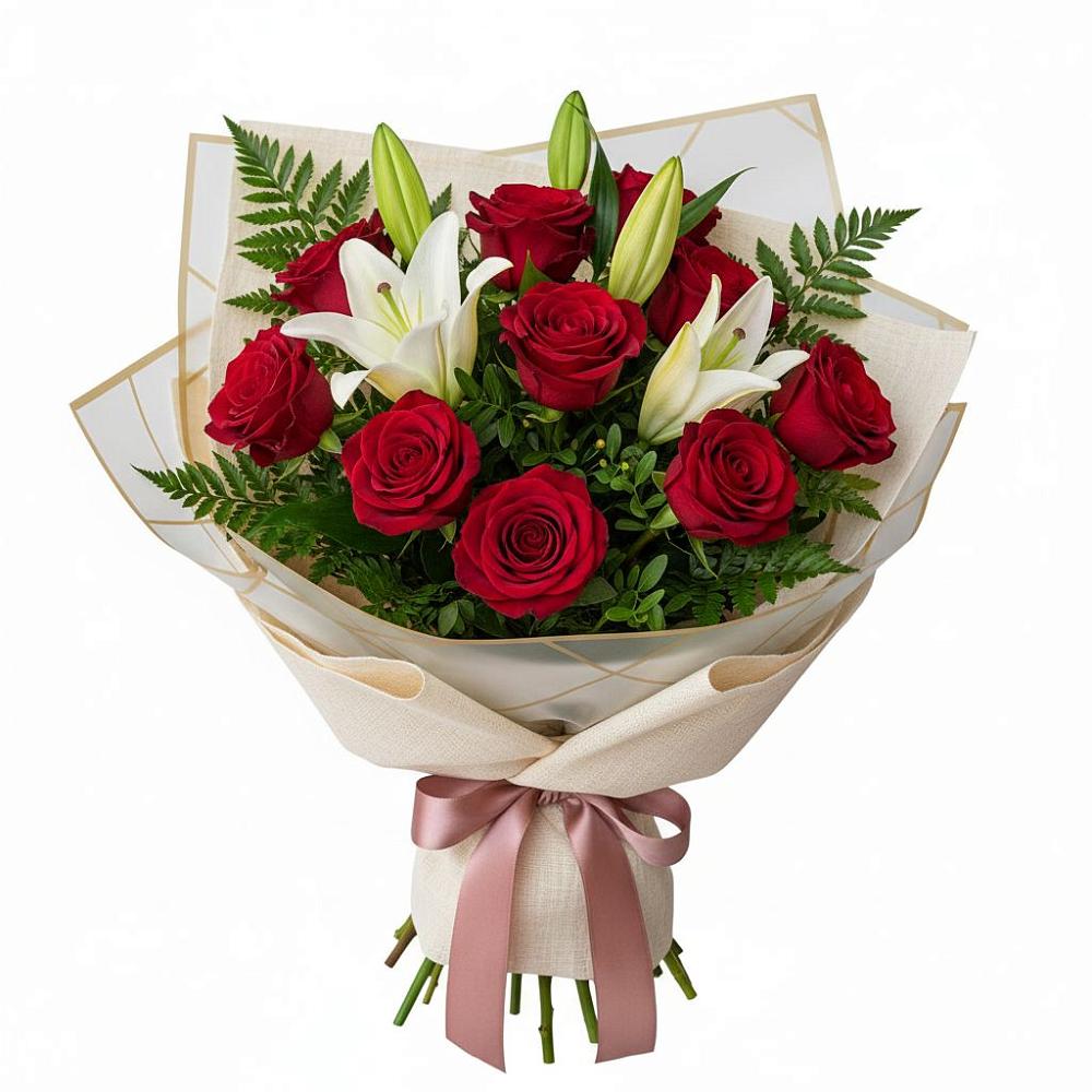 Букет цветов из: Лилии и Розы в Старокучергановке