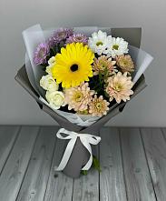 Букет цветов из:  Розы, Герберы и Хризантемы в Старокучергановке