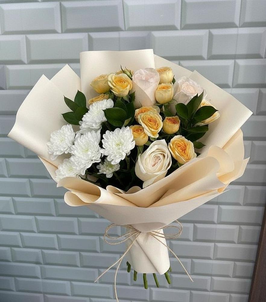 Букет цветов из: Розы и Хризантемы в Старокучергановке