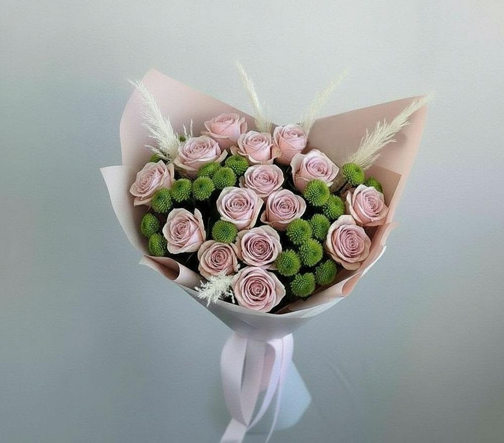 Букет цветов из: Розы и Хризантемы в Старокучергановке