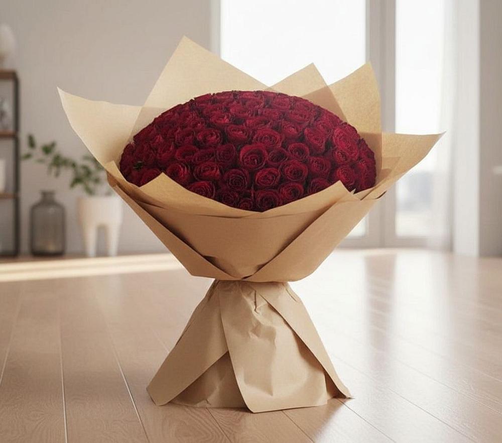 Букет 101 Красная роза в Старокучергановке