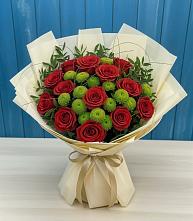 Букет цветов из:  Розы и Хризантемы в Старокучергановке