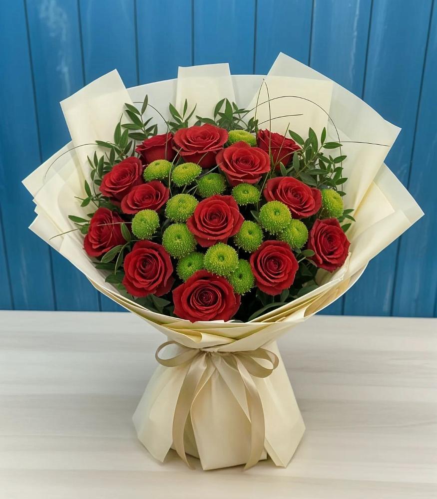 Букет цветов из: Розы и Хризантемы в Старокучергановке